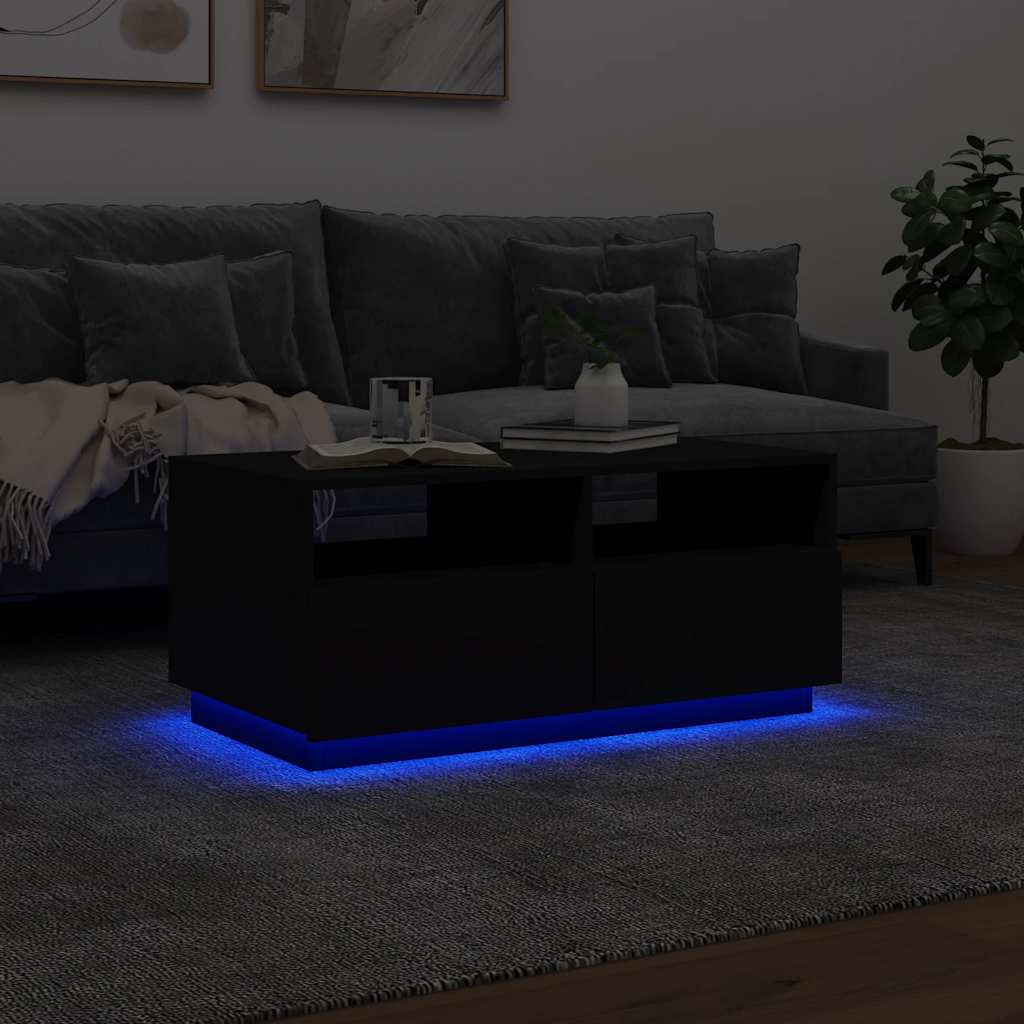vidaXL Coffee Table | Black | Engineered wood | 90 cm x 49 cm x 40 cm