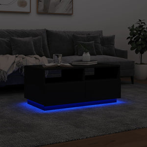 vidaXL Coffee Table with LED Lights Black 90x49x40 cm