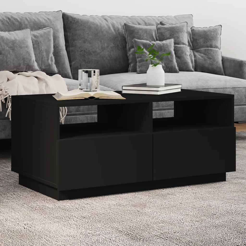 vidaXL Coffee Table | Black | Engineered wood | 90 cm x 49 cm x 40 cm