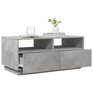 vidaXL Coffee Table with LED Lights Concrete Grey 90x49x40 cm