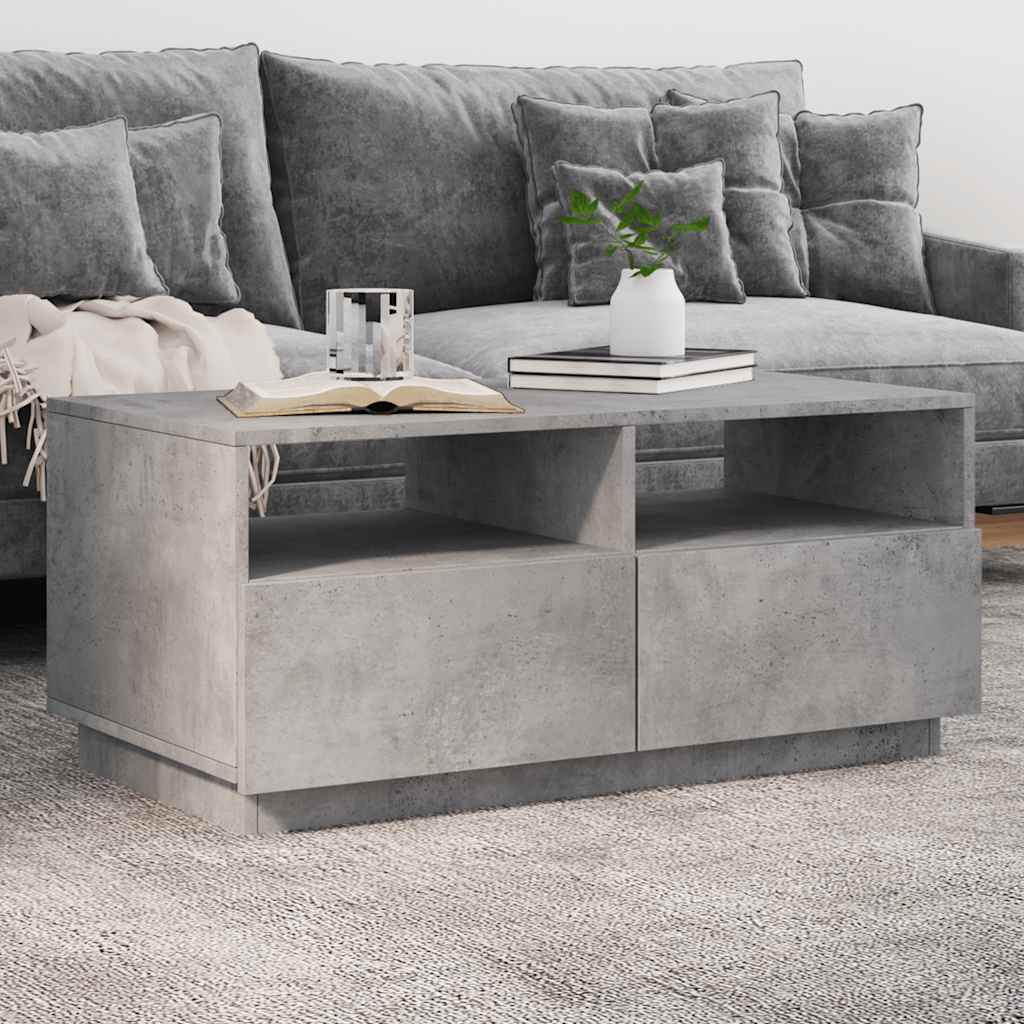 vidaXL Coffee Table with LED Lights Concrete Grey 90x49x40 cm