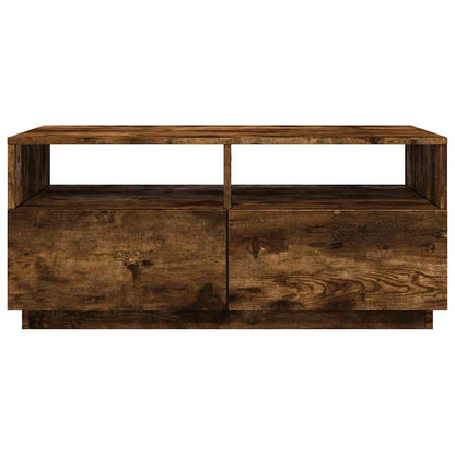 vidaXL Coffee Table with LED Lights Smoked Oak 90x49x40 cm