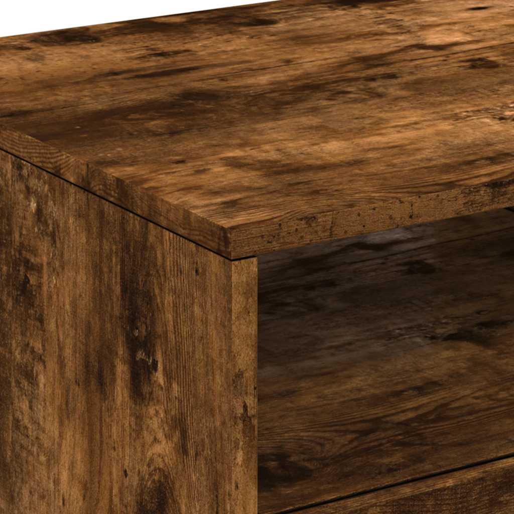 vidaXL Coffee Table with LED Lights Smoked Oak 90x49x40 cm