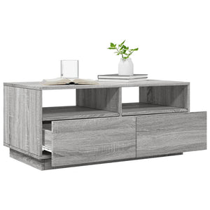 vidaXL Coffee Table with LED Lights Grey Sonoma 90x49x40 cm