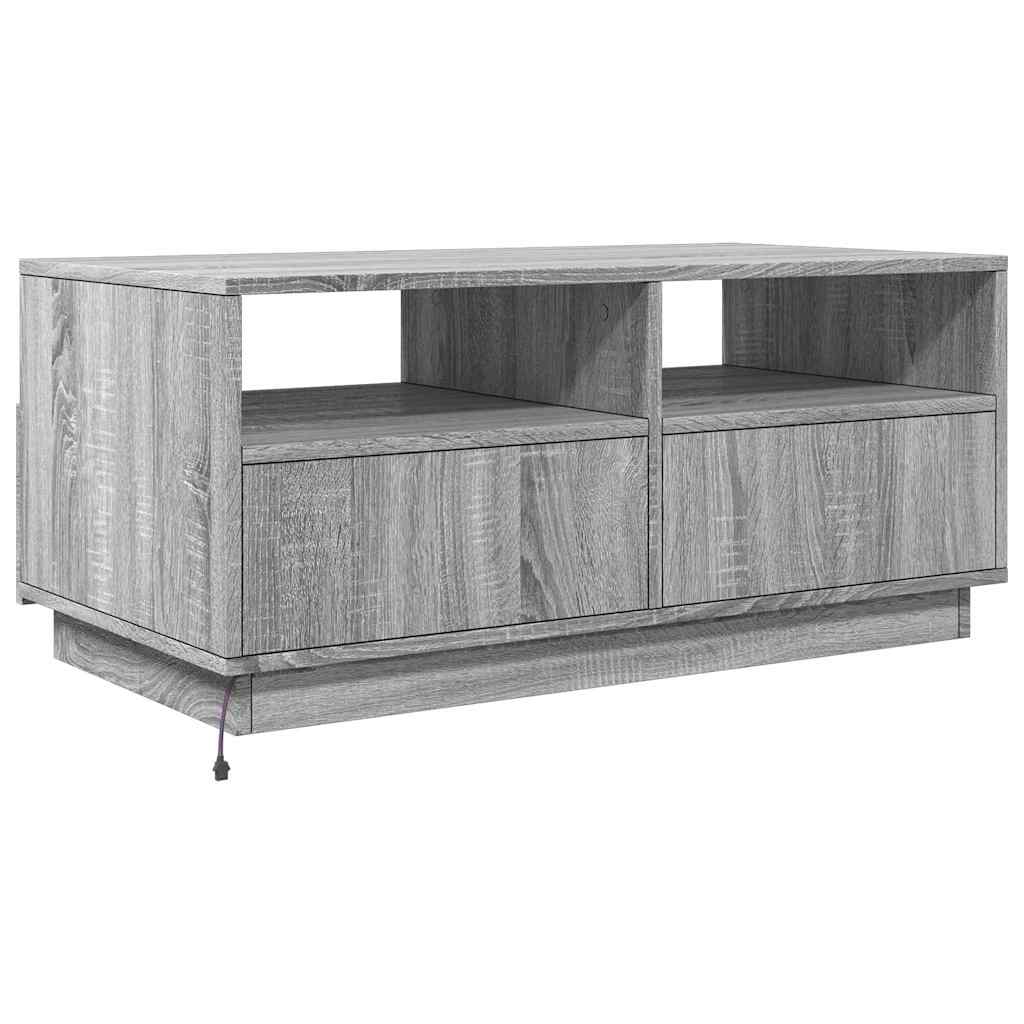 vidaXL Coffee Table with LED Lights Grey Sonoma 90x49x40 cm