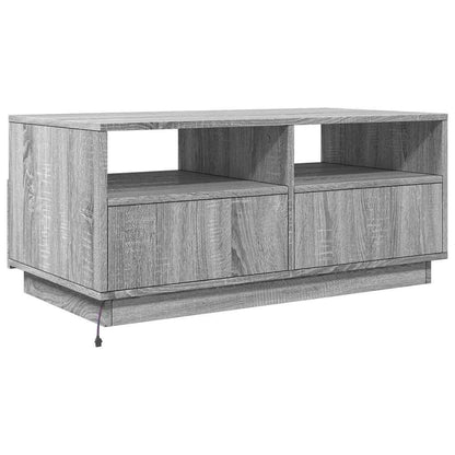 vidaXL Coffee Table with LED Lights Grey Sonoma 90x49x40 cm