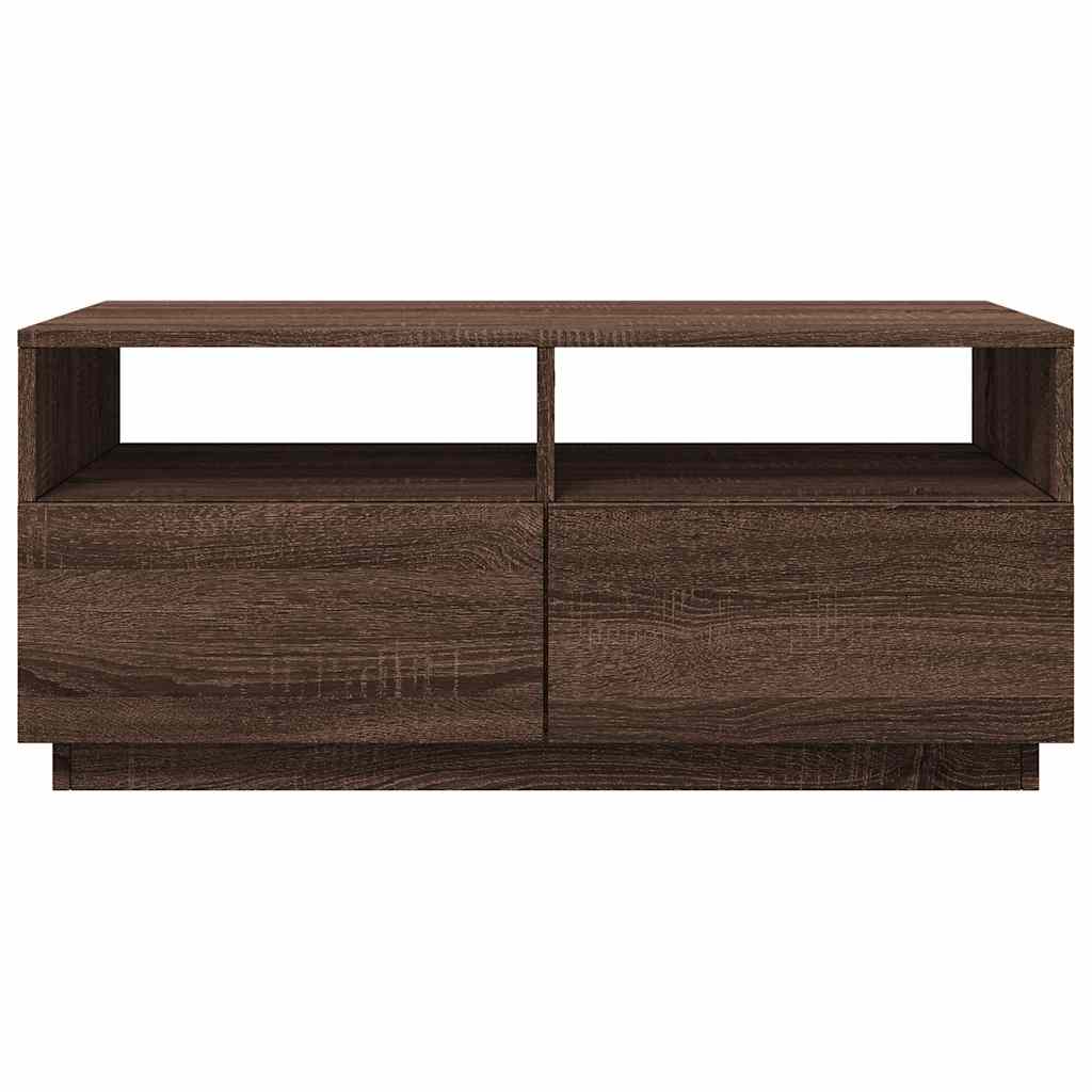 vidaXL Coffee Table with LED Lights Brown Oak 90x49x40 cm