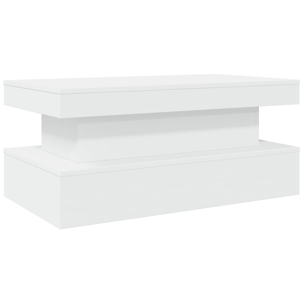 vidaXL Coffee Table with LED Lights White 90x50x40 cm