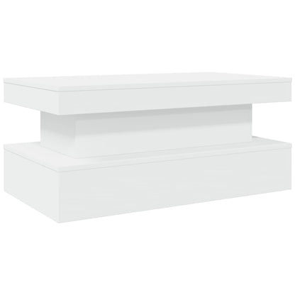 vidaXL Coffee Table with LED Lights White 90x50x40 cm