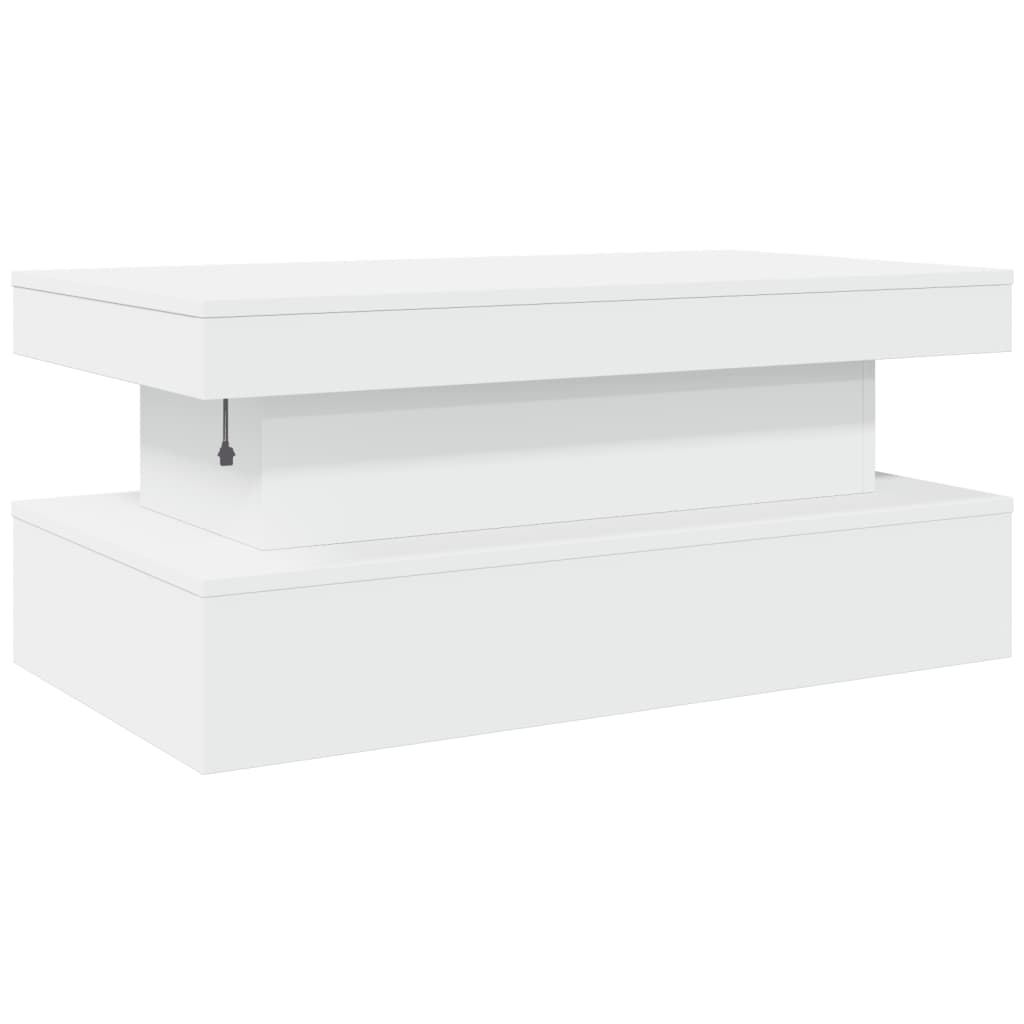 vidaXL Coffee Table with LED Lights White 90x50x40 cm