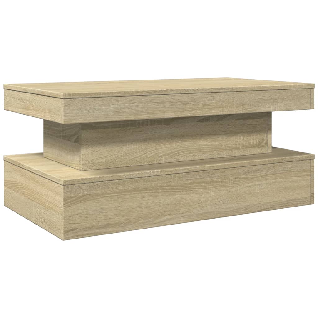 vidaXL Coffee Table with LED Lights Sonoma Oak 90x50x40 cm
