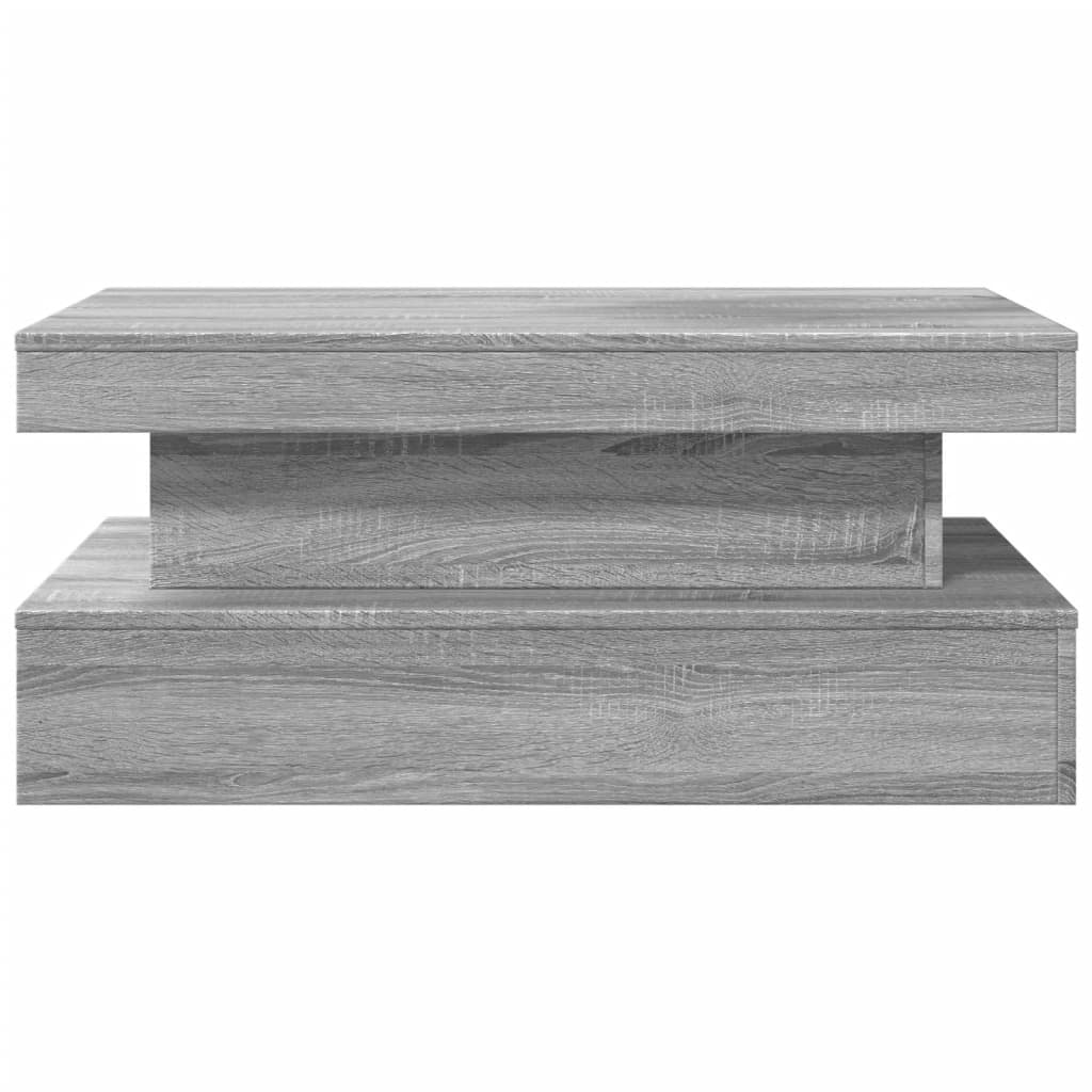 vidaXL Coffee Table with LED Lights Grey Sonoma 90x50x40 cm