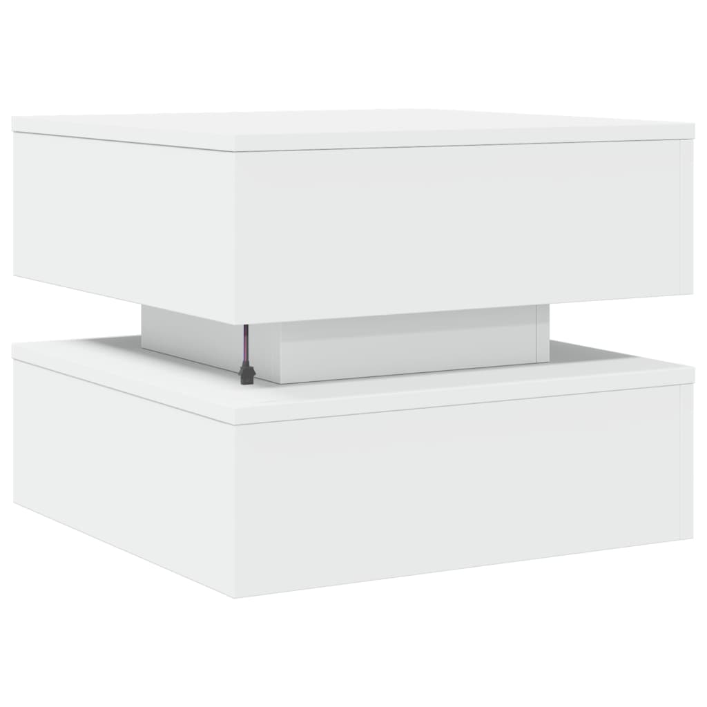 vidaXL Coffee Table with LED Lights White 50x50x40 cm