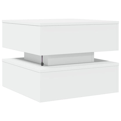 vidaXL Coffee Table with LED Lights White 50x50x40 cm