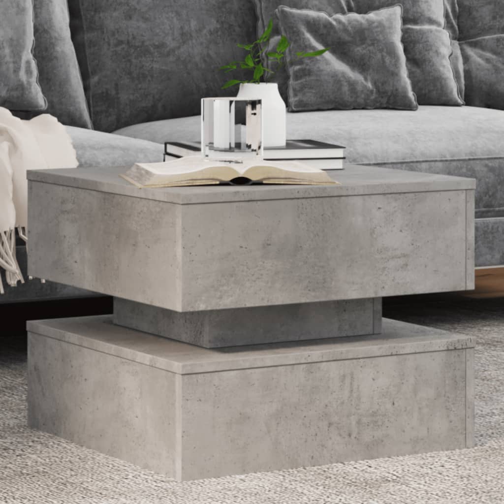vidaXL Coffee Table with LED Lights Concrete Grey 50x50x40 cm