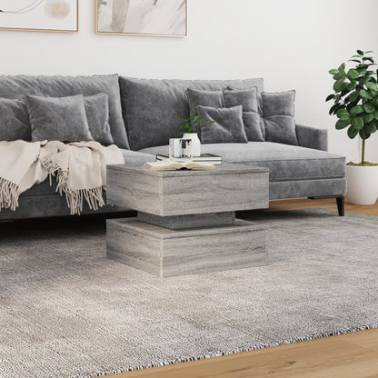 vidaXL Coffee Table with LED Lights Grey Sonoma 50x50x40 cm