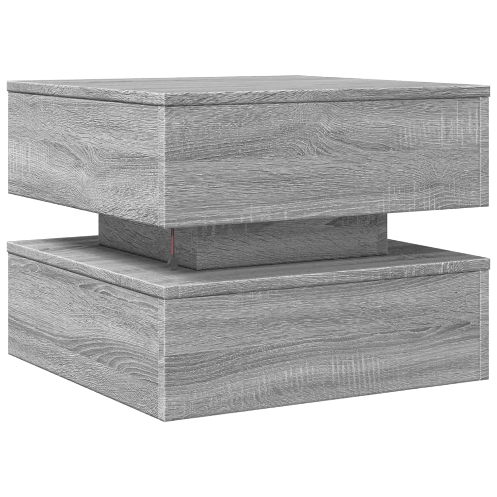 vidaXL Coffee Table with LED Lights Grey Sonoma 50x50x40 cm