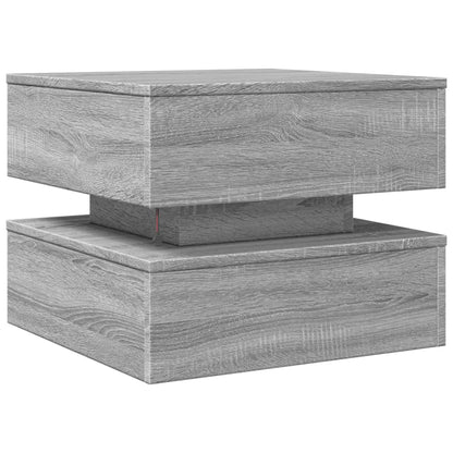 vidaXL Coffee Table with LED Lights Grey Sonoma 50x50x40 cm