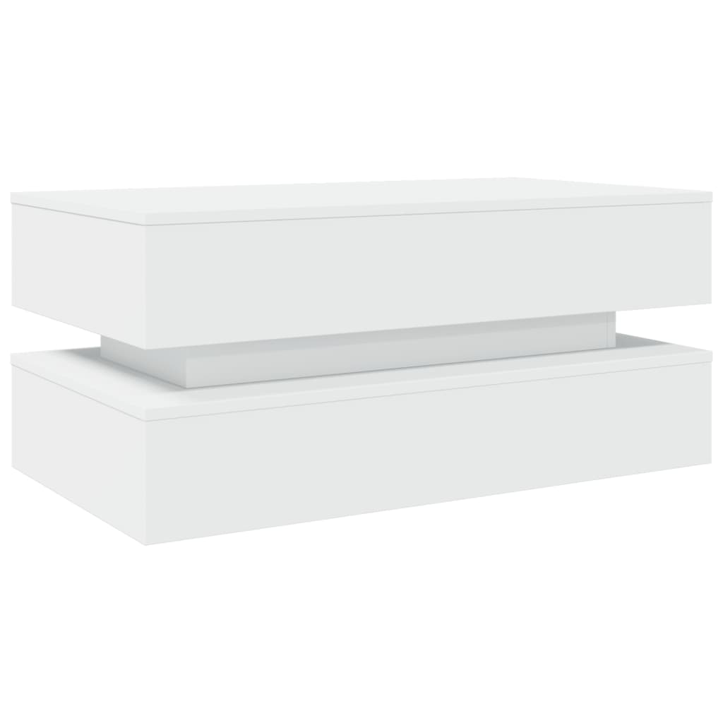 vidaXL Coffee Table with LED Lights White 90x50x40 cm