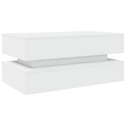 vidaXL Coffee Table with LED Lights White 90x50x40 cm