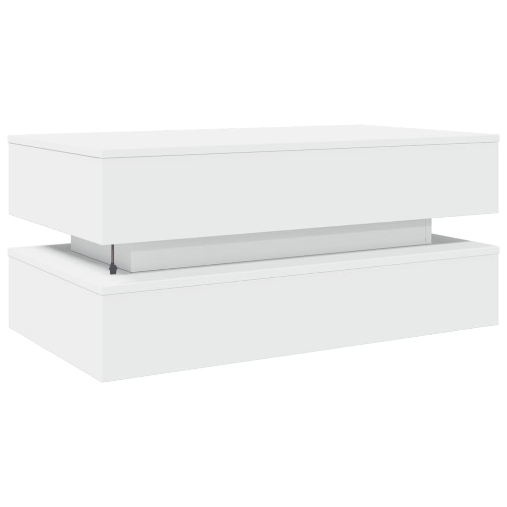 vidaXL Coffee Table with LED Lights White 90x50x40 cm