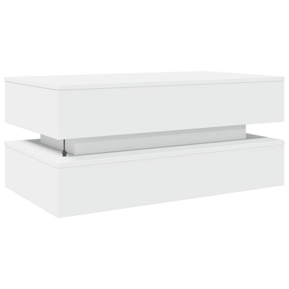 vidaXL Coffee Table with LED Lights White 90x50x40 cm