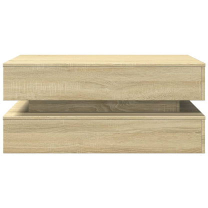 vidaXL Coffee Table with LED Lights Sonoma Oak 90x50x40 cm