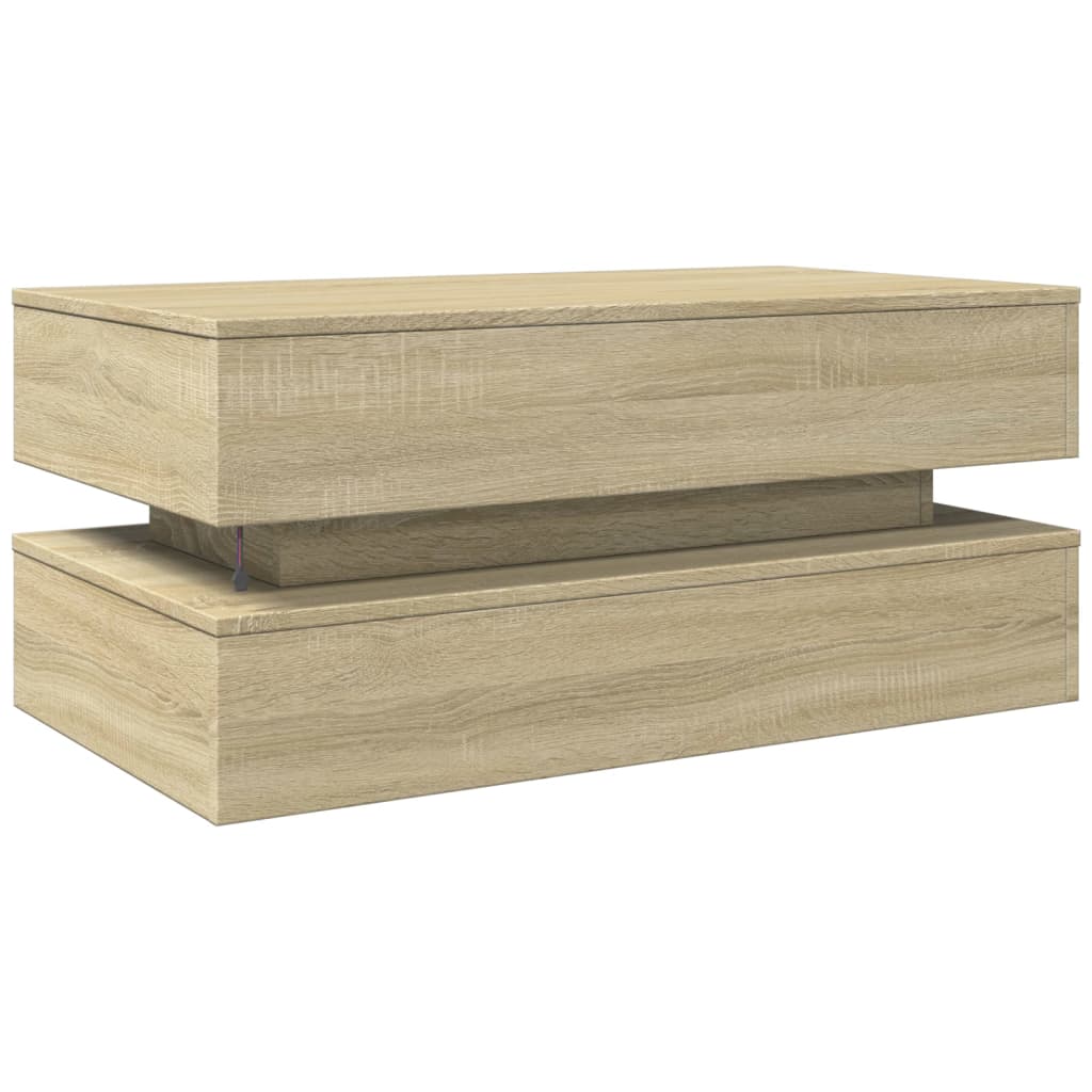 vidaXL Coffee Table with LED Lights Sonoma Oak 90x50x40 cm