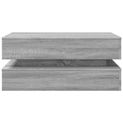 vidaXL Coffee Table with LED Lights Grey Sonoma 90x50x40 cm