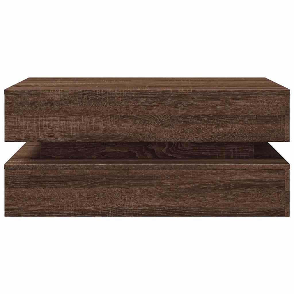 vidaXL Coffee Table with LED Lights Brown Oak 90x50x40 cm