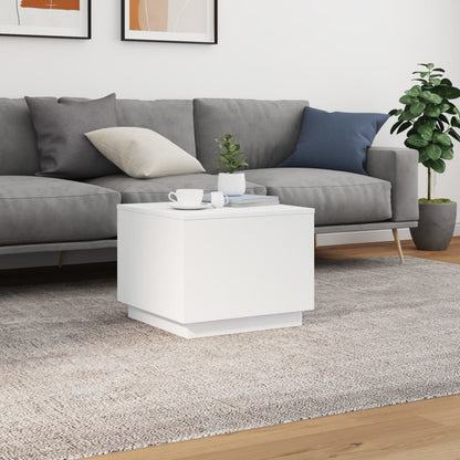vidaXL Coffee Table with LED Lights White 50x50x40 cm