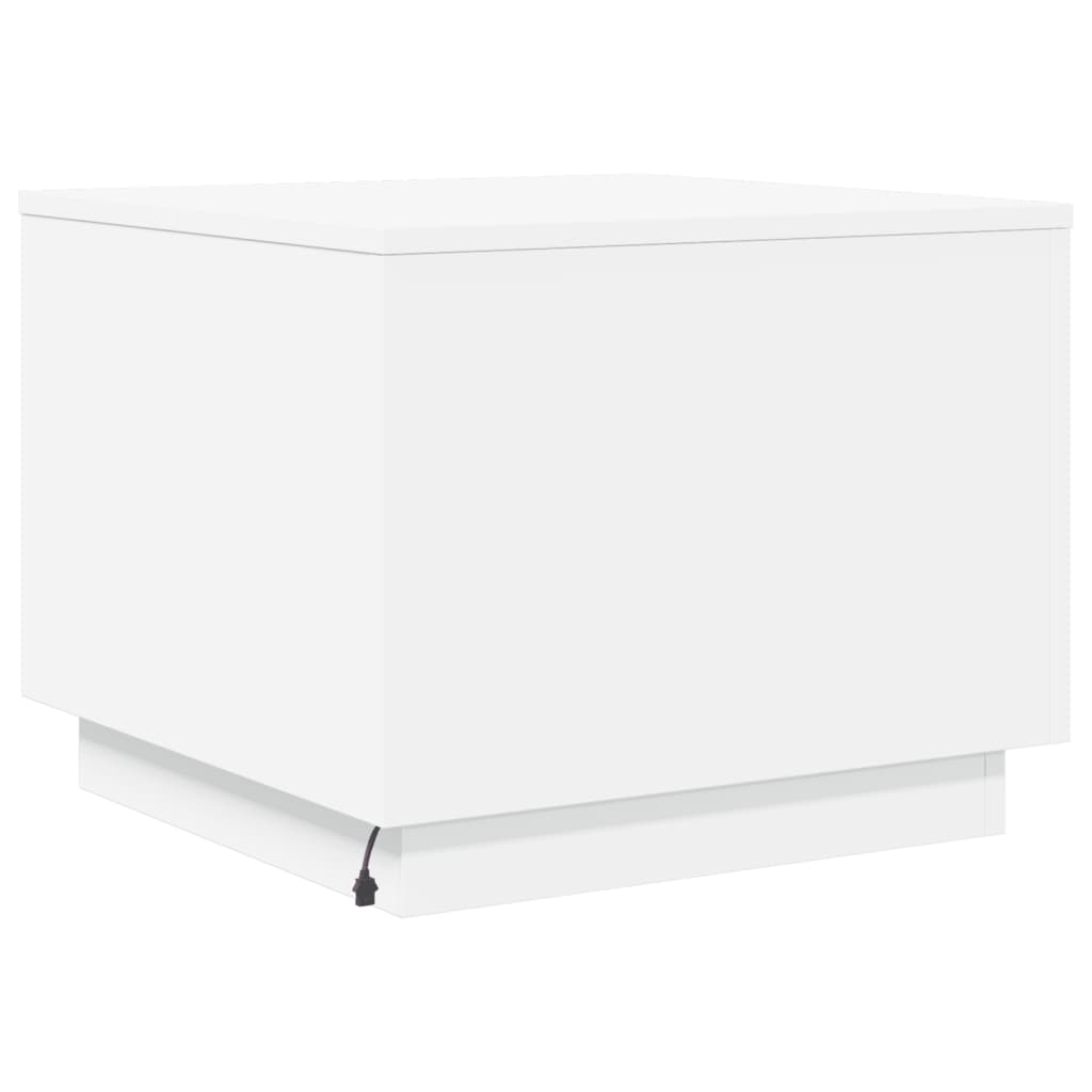 vidaXL Coffee Table with LED Lights White 50x50x40 cm