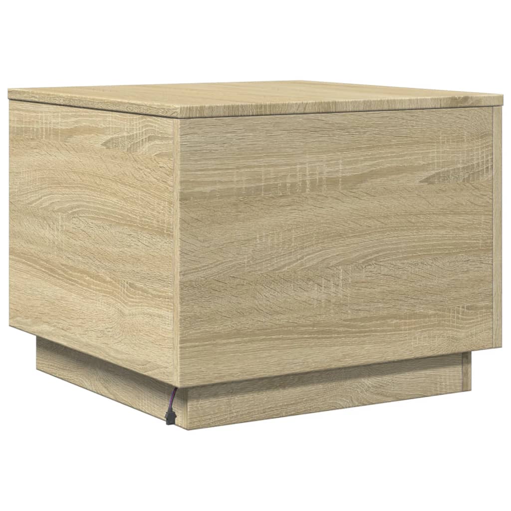 vidaXL Coffee Table with LED Lights Sonoma Oak 50x50x40 cm