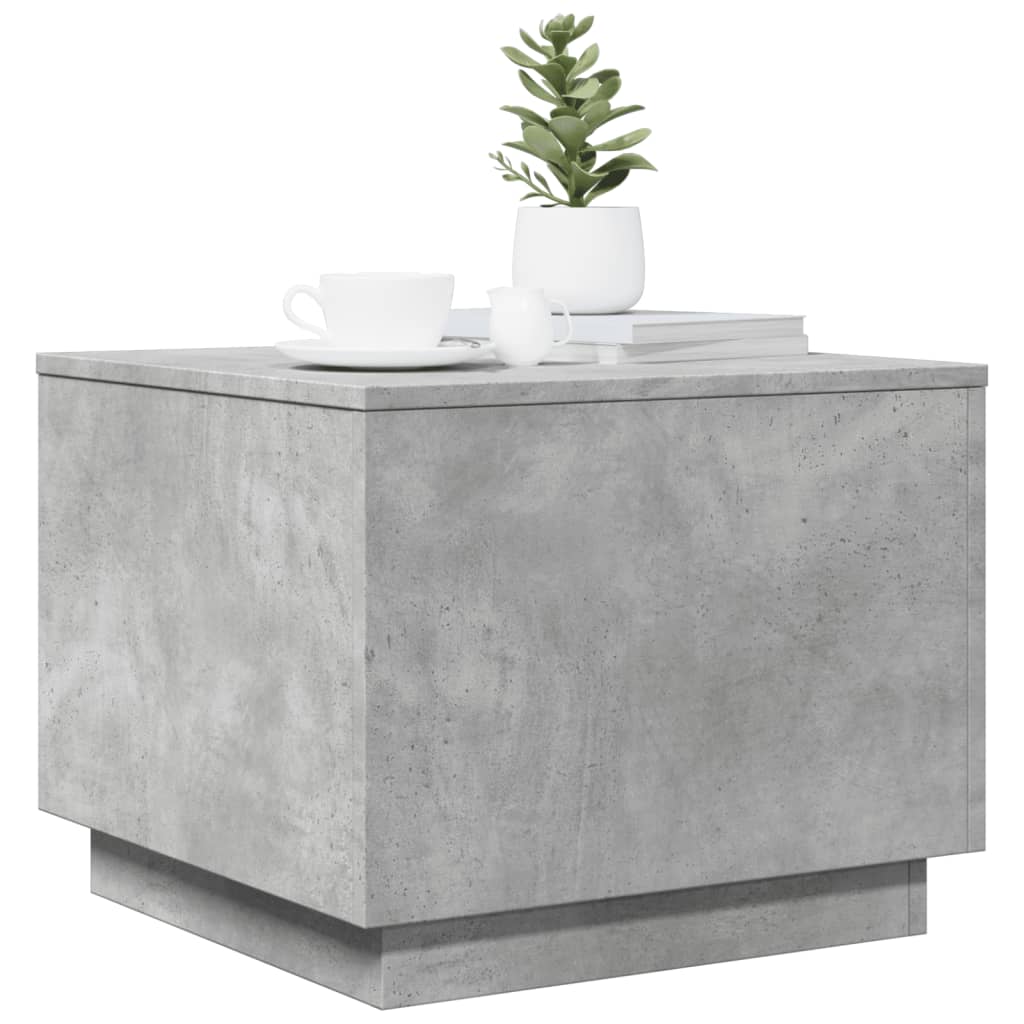 vidaXL Coffee Table with LED Lights Concrete Grey 50x50x40 cm