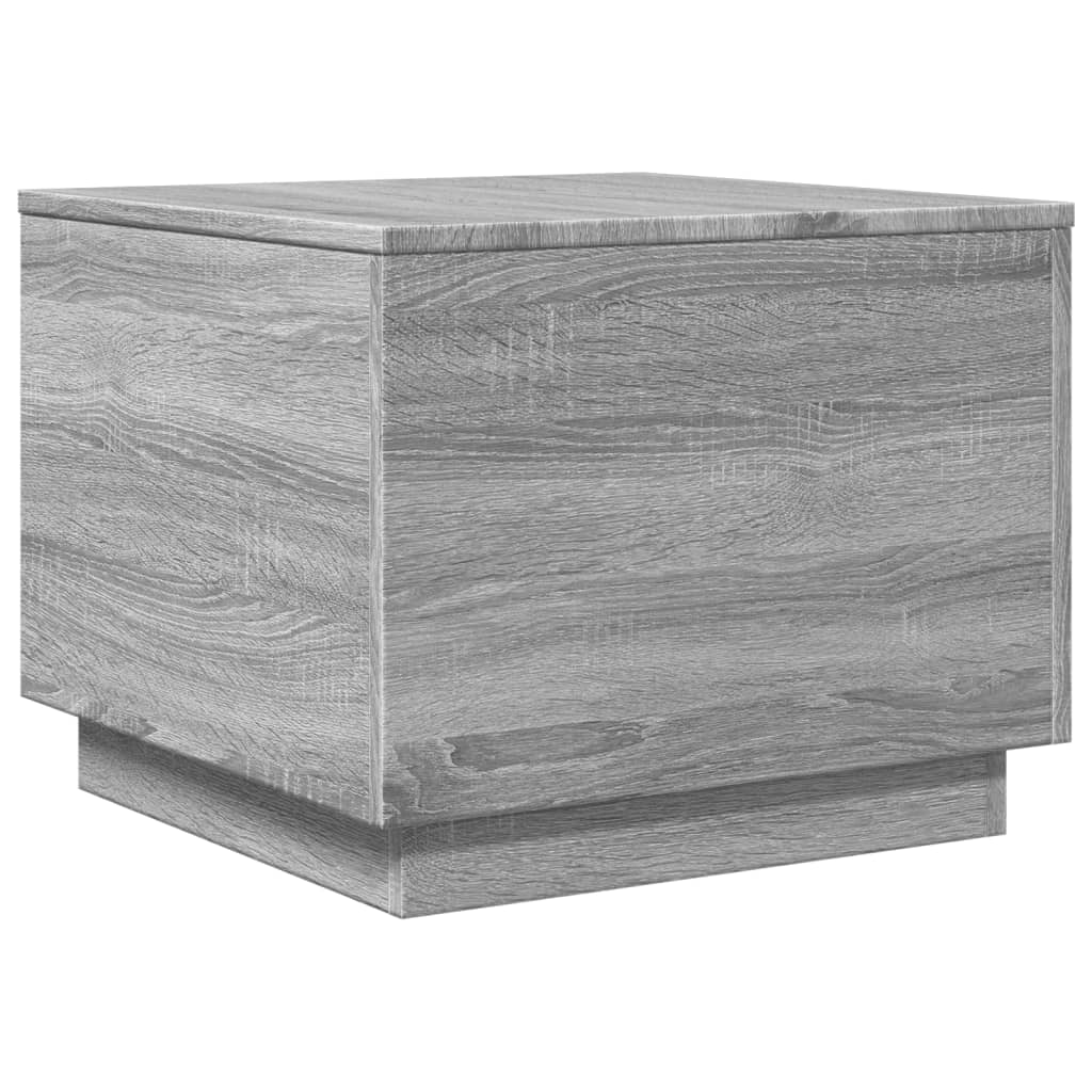 vidaXL Coffee Table with LED Lights Grey Sonoma 50x50x40 cm