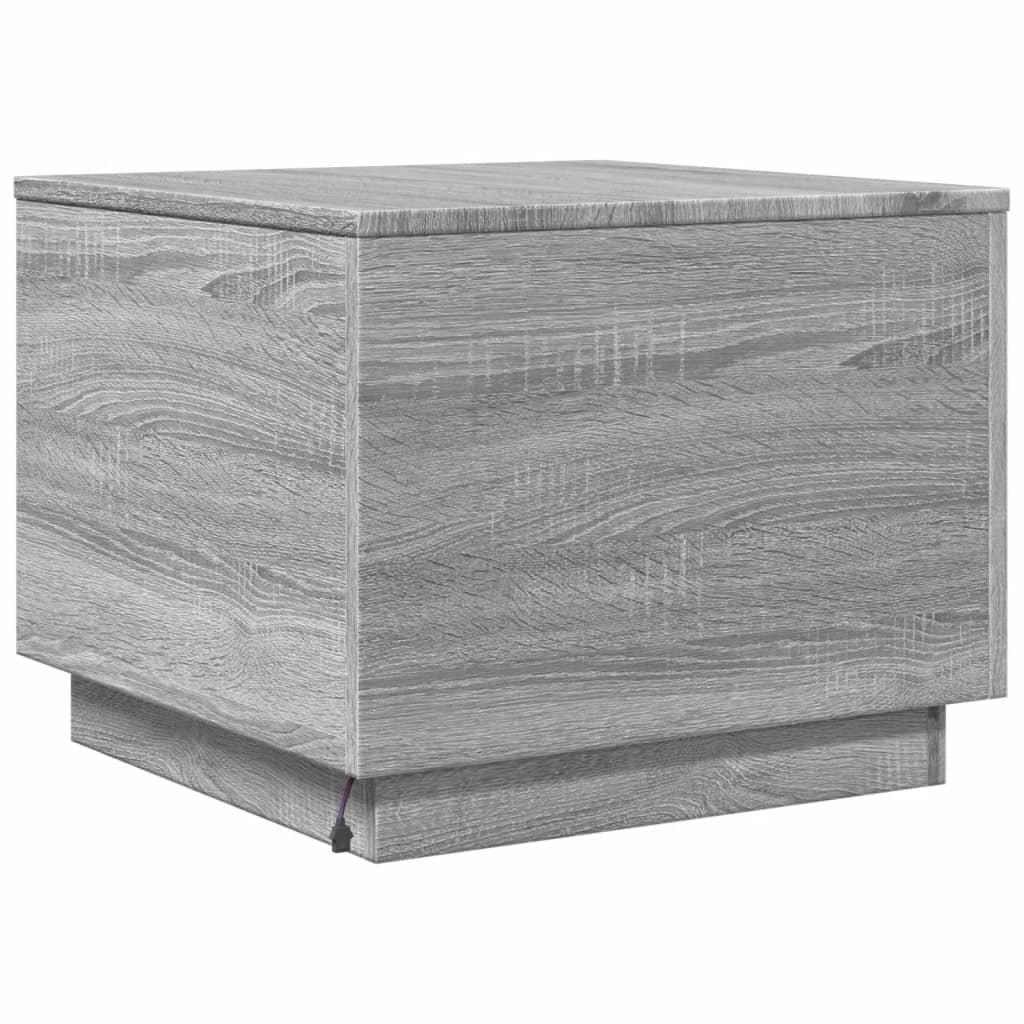 vidaXL Coffee Table with LED Lights Grey Sonoma 50x50x40 cm