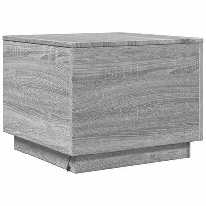 vidaXL Coffee Table with LED Lights Grey Sonoma 50x50x40 cm
