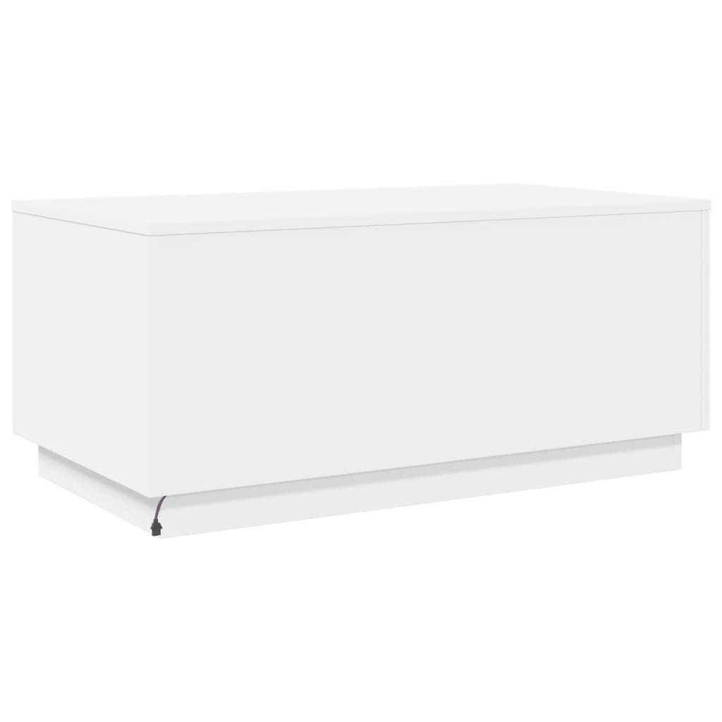 vidaXL Coffee Table with LED Lights White 90x50x40 cm