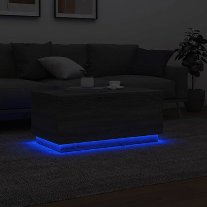 vidaXL Coffee Table with LED Lights Grey Sonoma 90x50x40 cm