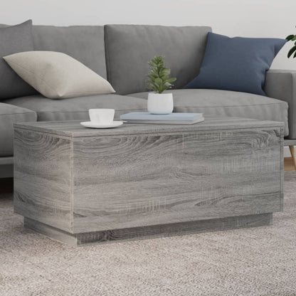 vidaXL Coffee Table with LED Lights Grey Sonoma 90x50x40 cm