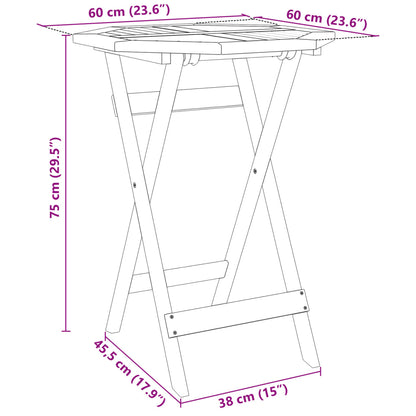 vidaXL Folding Garden Table Ø60x75 cm Solid Wood Acacia