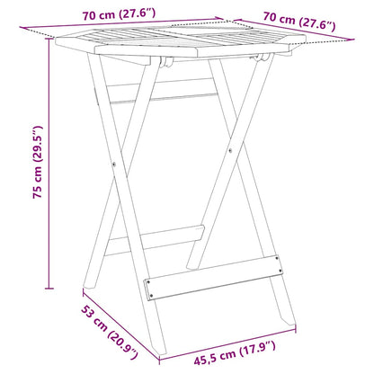 vidaXL Folding Garden Table Ø70x75 cm Solid Wood Acacia