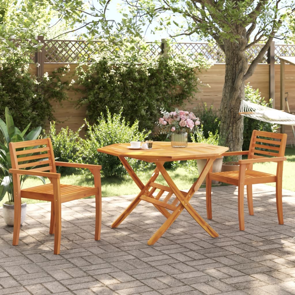 vidaXL Folding Garden Table Ø110x75 cm Solid Wood Acacia