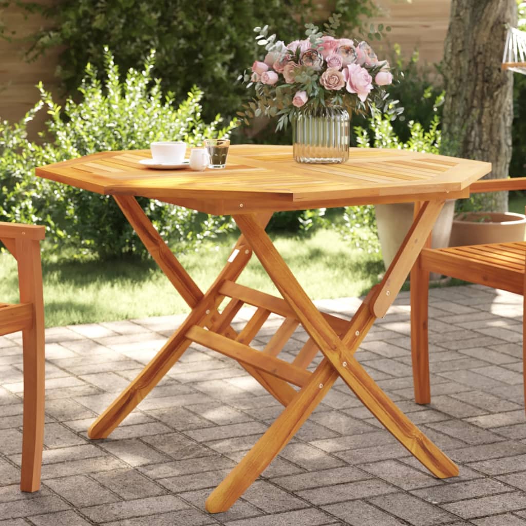 vidaXL Folding Garden Table Ø110x75 cm Solid Wood Acacia