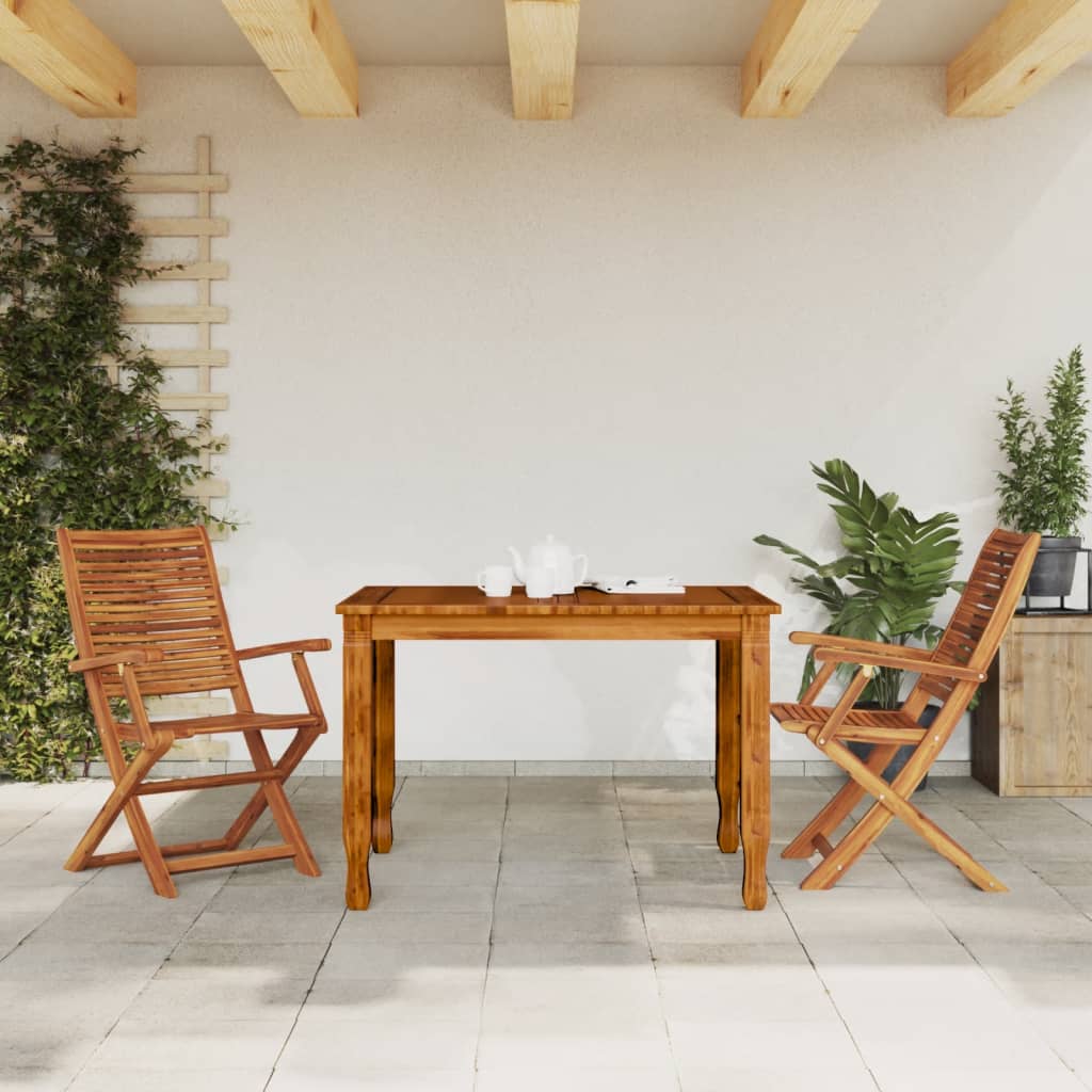 vidaXL Folding Garden Chairs with Armrest 2 pcs Solid Wood Acacia