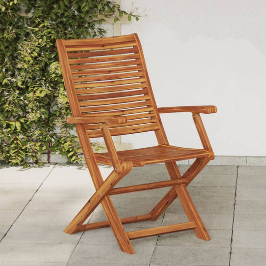 vidaXL Folding Chairs with Armrest 2 pcs Solid Wood Acacia
