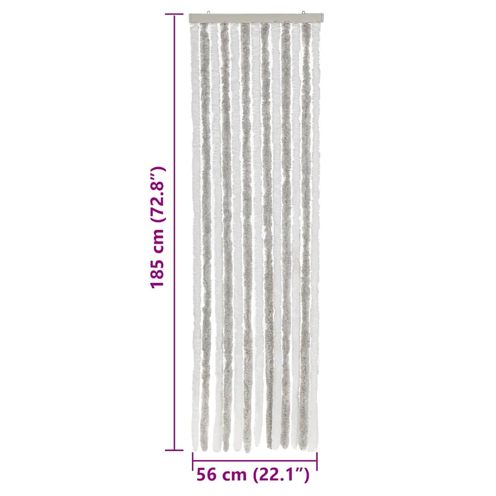 vidaXL Fly Curtain Light Grey and White 56x185 cm Chenille