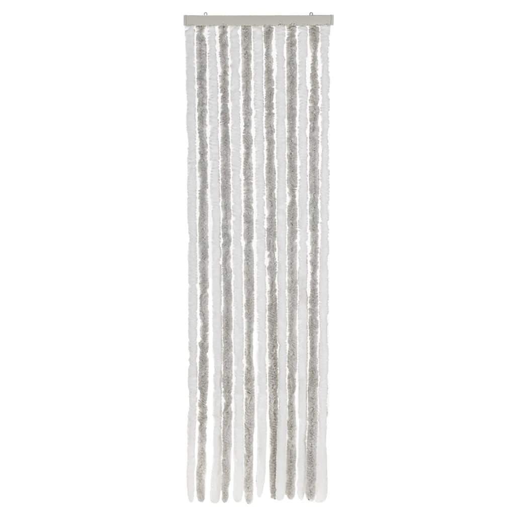 vidaXL Fly Curtain Light Grey and White 56x200 cm Chenille