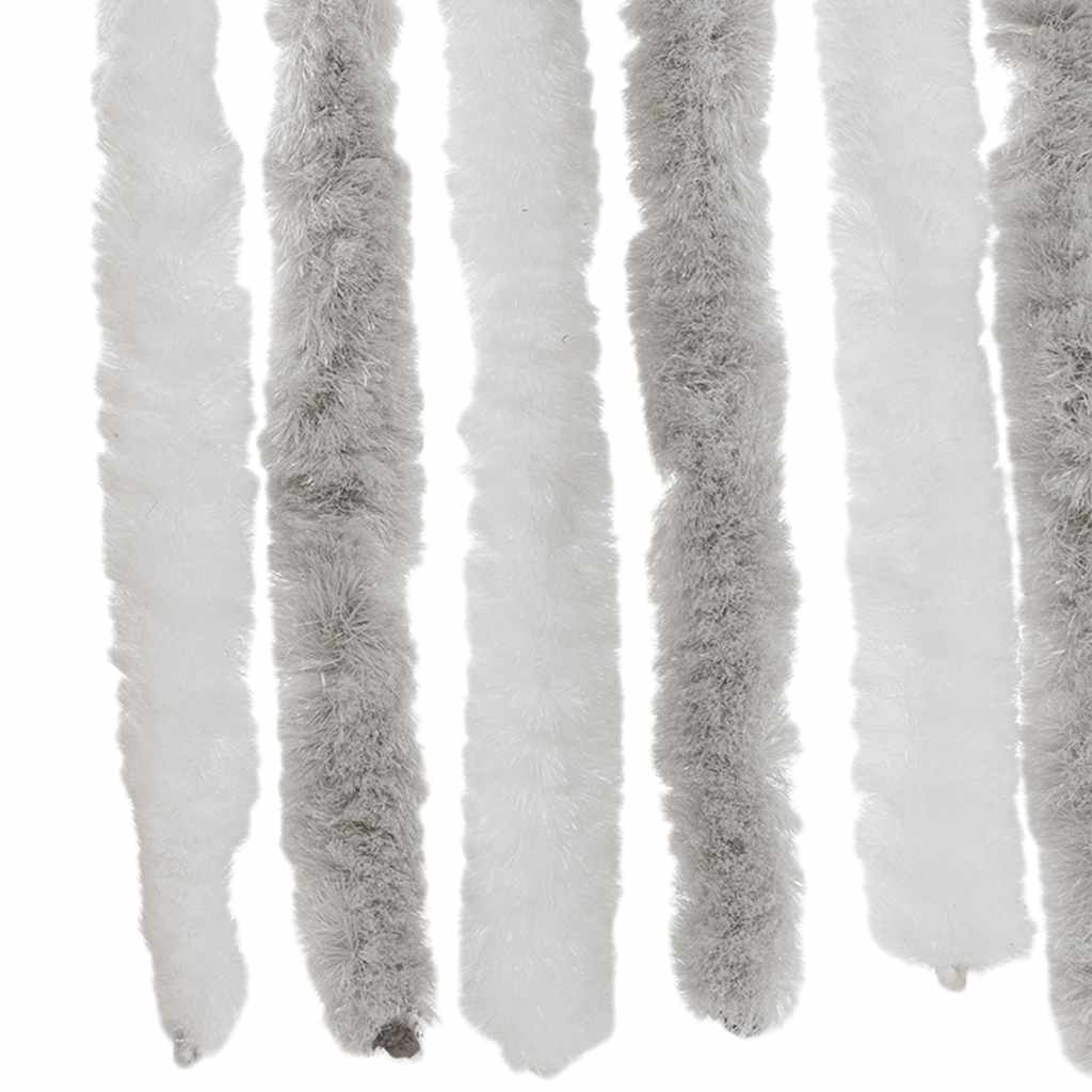 vidaXL Fly Curtain Light Grey and White 56x200 cm Chenille