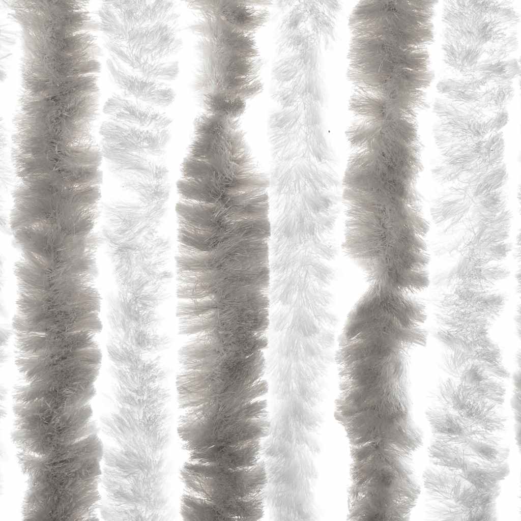 vidaXL Fly Curtain Light Grey and White 56x200 cm Chenille